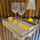 Bandeja Decorativa Brown G em Tecido e material sintético com Argolas Douradas