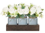 Bandeja decorativa central de mesa Mkono Mason Jar com flores