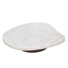Bandeja decorativa em madeira e marmore branca e marrom 34cm