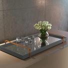 Bandeja Decorativa Espelhada Alça Bronze Concreto Bandeja Decorativa Espelhada Alça Bronze Concreto