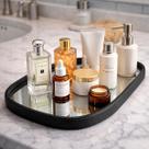 Bandeja Decorativa Espelhada Vidro Couro Redondo Oval Orgânico Mesa Sala Lavabo Hall