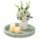 Bandeja decorativa Hanobe Sage Green de madeira 30cm de diâmetro