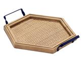 Bandeja Decorativa Hexagonal em Rattan Preto 35cm