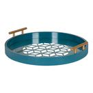 Bandeja decorativa Kate and Laurel Caspen Teal 39,37 cm redonda