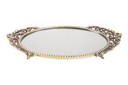 Bandeja Decorativa Lígia Oval em Metal Dourado