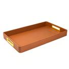 Bandeja Decorativa Maior 57cm Retangular Marrom e Dourado