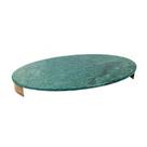 Bandeja Decorativa Marmore Verde Oval Maior Pés Madeira