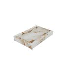 Bandeja Decorativa Marmorizada Branco com Marrom 14x22 cm