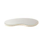 Bandeja Decorativa Orgânica Espelho Lapidado Luxo Lateral Couro - Off White