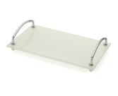Bandeja Decorativa Organizador Vidro e Aço Branca 25cm Forma