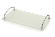 Bandeja Decorativa Organizadora Bancada Vidro Branco 25x15