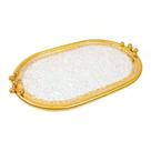 Bandeja Decorativa Oval 45m em Acrilico e Metal Dourado