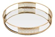 BANDEJA DECORATIVA PARA SERVIR ESPELHADO METAL 3x20x20cm DOURADO