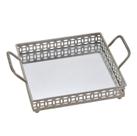 Bandeja Decorativa Prateada Espelhada Luxo Espressione 24cm Bandeja Decorativa Prateada Espelhada Luxo Espressione 24cm