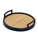 Bandeja Decorativa Redonda em Rattan Preto 30cm
