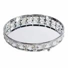 Bandeja Decorativa Redonda Prata Cristal com Espelho 21cm KV0252 BTC
