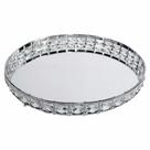 Bandeja Decorativa Redonda Prata Cristal com Espelho 31cm KV0254 BTC Bandeja Decorativa Redonda Prata Cristal com Espelho 31cm KV0254 BTC