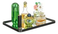 Bandeja Decorativa Retangular Com Espelho Cosméticos Perfumes Taças Luxo Home Banheiro Lavabo