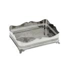 BANDEJA DECORATIVA RETANGULAR EM METAL NA COR PRATA 33x10cm