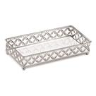 Bandeja Decorativa Retangular Em Metal Prata Espelho