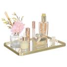 Bandeja Decorativa Retangular Espelhada Luxo Perfumes Cosméticos Closet Penteadeira Banheiro Pia