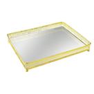 Bandeja Decorativa Retangular Ferro 31cmx24cm com Espelho Mart Collection Dourado