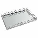 Bandeja Decorativa Retangular Prata com Espelho 36cm KV0259 BTC