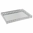 Bandeja Decorativa Retangular Prata Cristal com Espelho 40cm KV0245 BTC