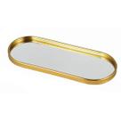 Bandeja Decorativa Vidro c/ espelho metal dourado oval