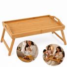 Bandeja dobravel bambu com pes mesa para cafe da manha apoio notebook mesinha portatil sofa leitura refeicao multiuso