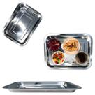 Bandeja em Aço Inox Retangular Para Servir Garçom Bar 31cm
