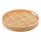 Bandeja Em Bambu Redonda Vazada 35cm Palha Para Servir Café Da Manhã Decoração Ecológico Chá