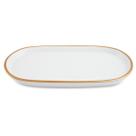 Bandeja em ceramica branca com frizo dourado p