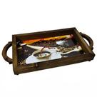Bandeja em Madeira Suporte Bebidas e Café Decorativa - Coffe Black