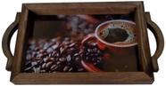 Bandeja Em Madeira Suporte Bebidas E Café Decorativa Coffe