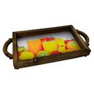 Bandeja em Madeira Suporte Bebidas e Café Decorativa - Frutas