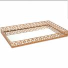 Bandeja Em Metal Cor Rose Cobre Com Espelho40X30