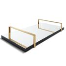 Bandeja Espelhada 25x50cm Borda Infinita Preta Com Alça Cobre