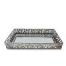 Bandeja Espelhada Decorativa Prata bandeja Retangular 20cm