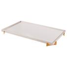 Bandeja Espelhada Gala MDF Laqueado Off White Pés em Metal Ouro