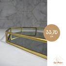 Bandeja Espelhada Luxo Decorativa Dourada Banheiro Cozinha Sala de Estar Decoração