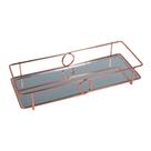Bandeja Espelhada Para Café Da Manha Servir Petiscos Doces Drinks 10x20cm Rosé Gold Multiuso Decoração Para Casa Recepção Escritório