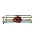 Bandeja Fence Gold 10x20cm Com Espelho E Ágata Bandeja Fence Gold 10x20cm Com Espelho E Ágata