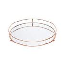 Bandeja ferro c/espelho round cooper wire cobre peq 20x20x3cm