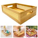 Bandeja Grande Pequena Cesta De Bambu Oval Palha Rattan Servir Decorar Café Da Manhã