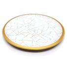 Bandeja Lavabo Sala em Vidro Craquelado Branco Dourado 15cm