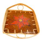 Bandeja lombok floral rattan e ceramica artesanal mod 5