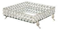 Bandeja Luxuosa Prata Decorativa Espelhada Cristal Luxo Banheiro Perfumes