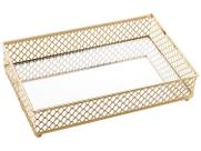 Bandeja Lyor Barcelona De Metal Dourada 21cm X 13cm X 5cm