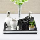 Bandeja -M CLÁSSICA- Lavabo Banheiro Espelhada Pés Silicone Madeira cor PRETA - 22x32x4